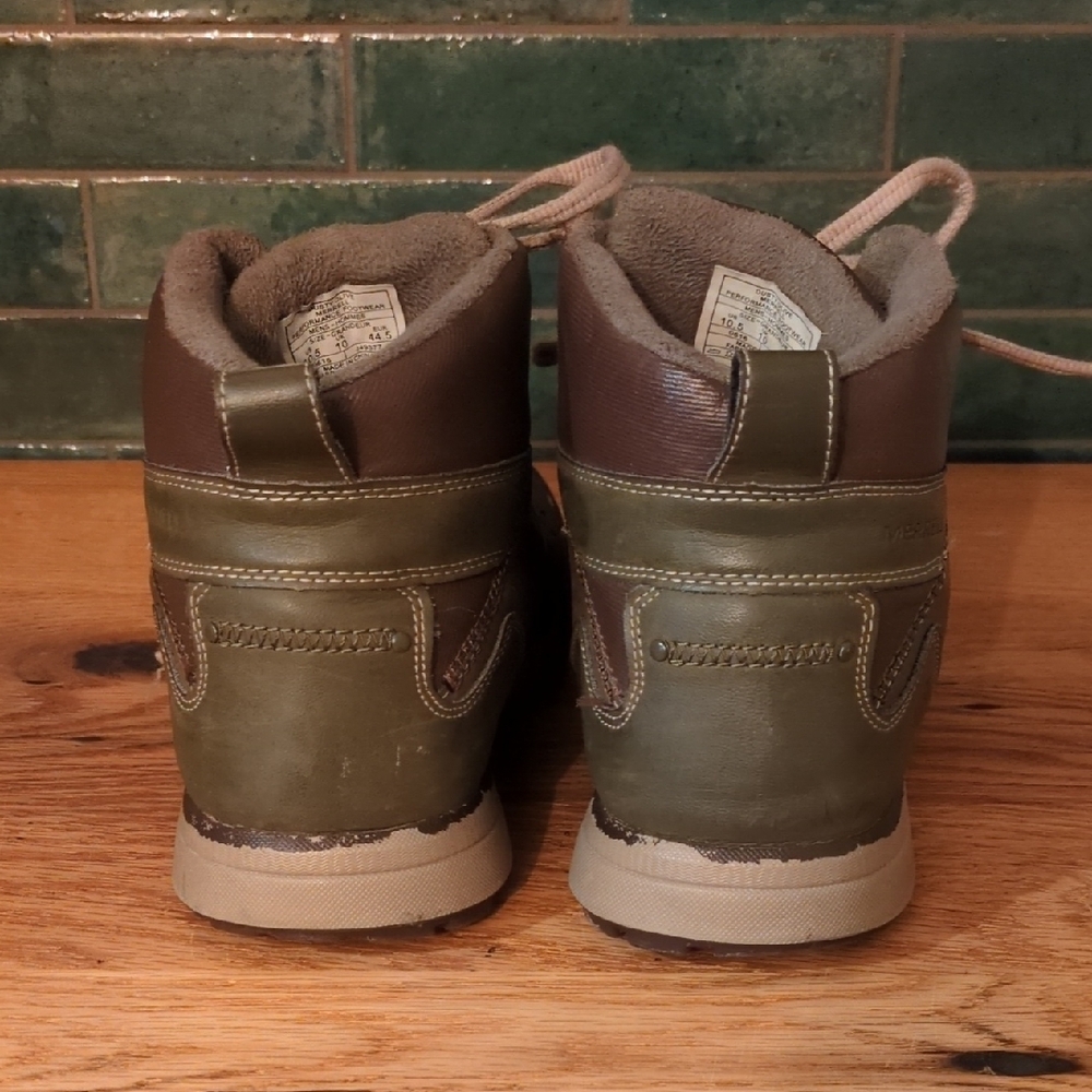 Merrell Dusty Olive Hiking Boots Mens 10.5 Leather Trail Shoes - Picture 4 of 10